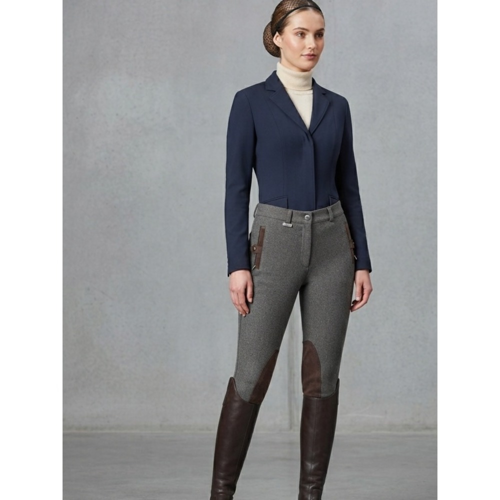 Dublin Equestrian Full Seat Riding Breeches Gray Brown Horseback Pants USA 34